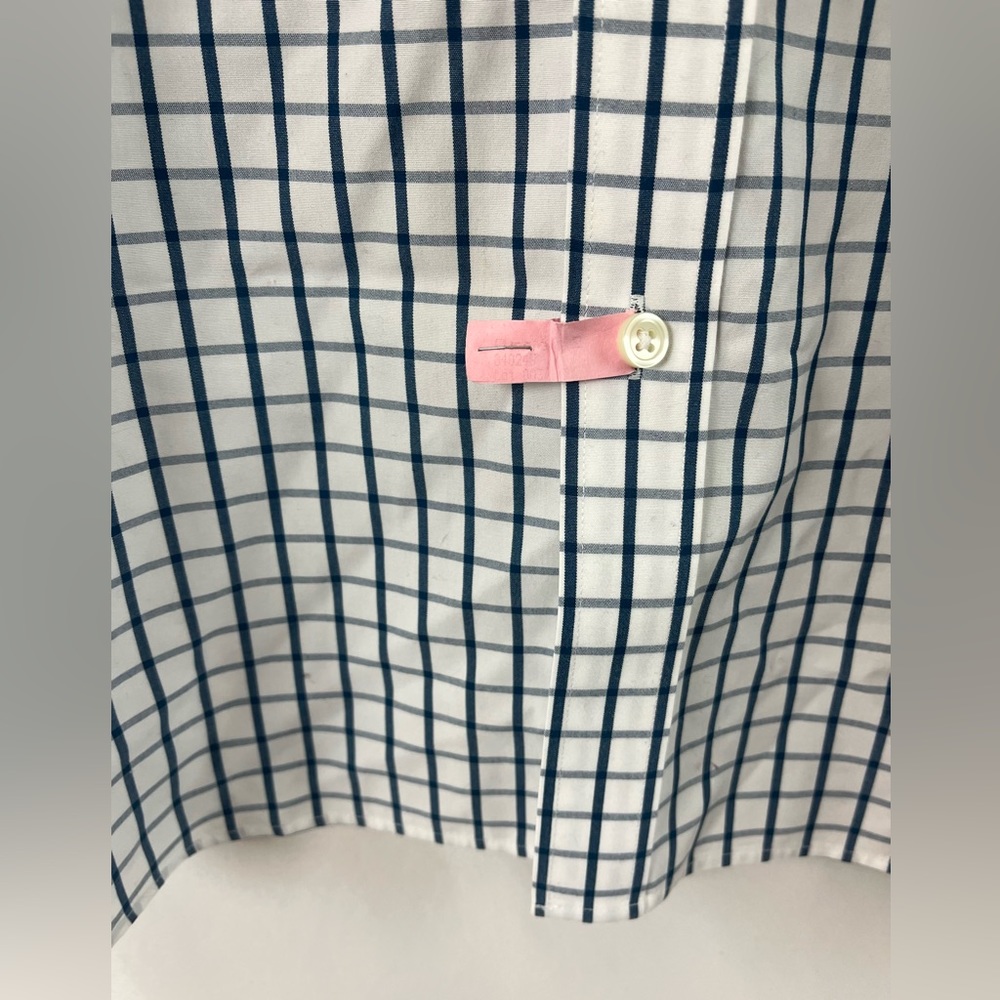 80’s two ply Blue and White Plaid button Down Thompson Shirtings J. Crew XLT - Picture 6 of 11
